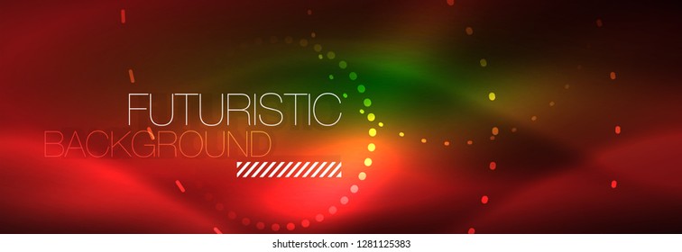 Fondo abstracto de neón rojo vectorial, líneas redondeadas modernas sobre fondo rojo