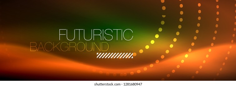 Vector neon red dotted abstract background, modern circle lines on red backdrop