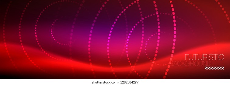 Fondo abstracto de neón rojo vectorial, líneas redondeadas modernas sobre fondo rojo