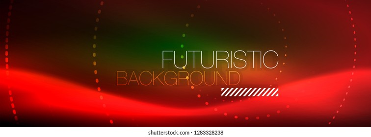 Vector neon red dotted abstract background, modern circle lines on red backdrop