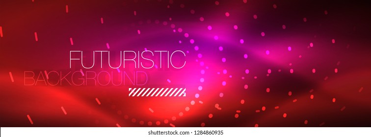Fondo abstracto de neón rojo vectorial, líneas redondeadas modernas sobre fondo rojo