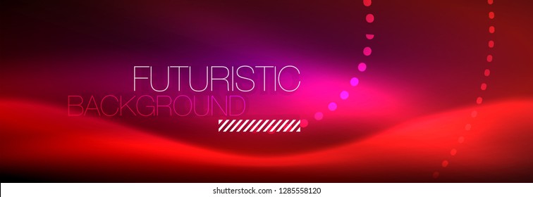Vector neon red dotted abstract background, modern circle lines on red backdrop