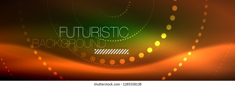 Vector neon red dotted abstract background, modern circle lines on red backdrop
