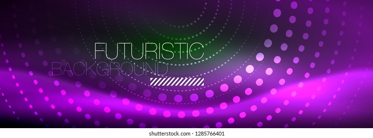 Vector neon red dotted abstract background, modern circle lines on red backdrop