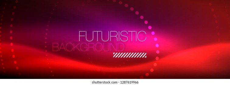 Vector neon red dotted abstract background, modern circle lines on red backdrop