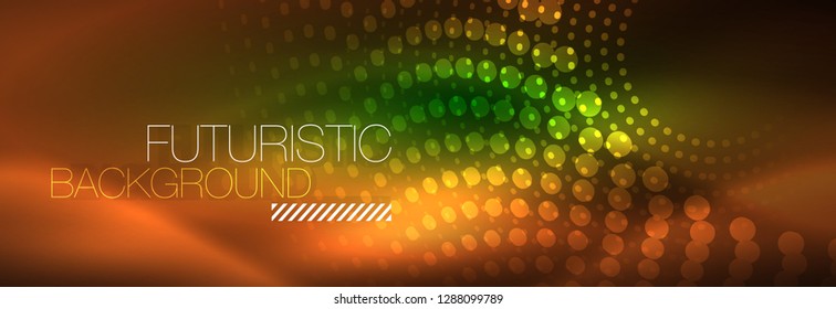 Vector neon red dotted abstract background, modern circle lines on red backdrop