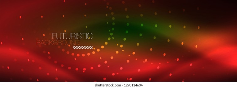 Vector neon red dotted abstract background, modern circle lines on red backdrop