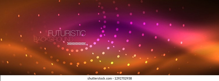 Vector neon red dotted abstract background, modern circle lines on red backdrop