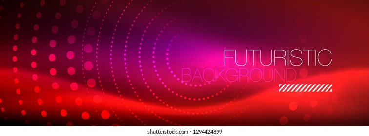 Fondo abstracto de neón rojo vectorial, líneas redondeadas modernas sobre fondo rojo
