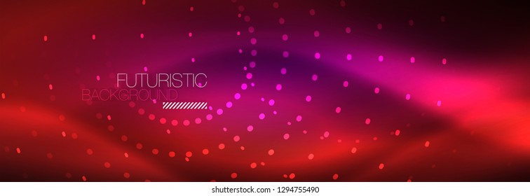 Vector neon red dotted abstract background, modern circle lines on red backdrop