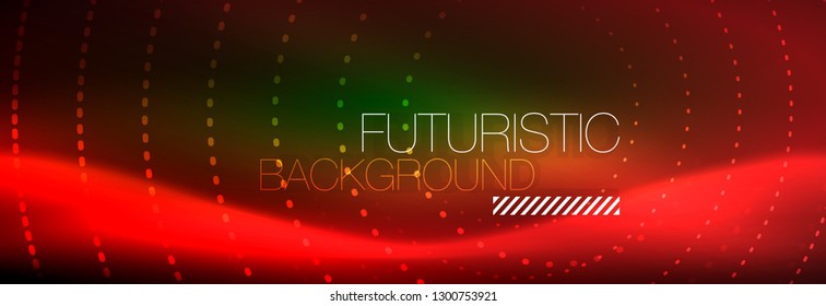 Fondo abstracto de neón rojo vectorial, líneas redondeadas modernas sobre fondo rojo
