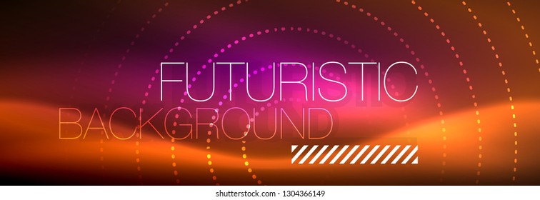Vector neon red dotted abstract background, modern circle lines on red backdrop