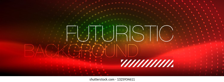 Vektorneon, roter, gepunkteter abstrakter Hintergrund, moderne Kreislinien auf rotem Hintergrund