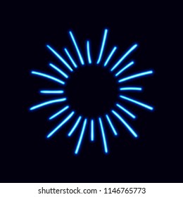Vector Neon Retro Shine, Blank Frame Template, Abstract Light on Dark Background, Blue Color.