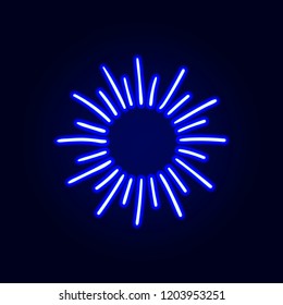 Vector Neon Retro Shine, Blank Frame Template, Cartoon Bright Illustration, Abstract Light on Dark Background, Blue Color.