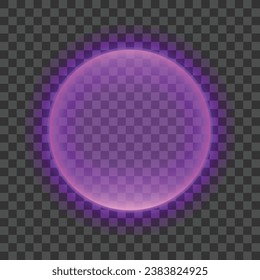 Vector neon round lamp wall sign isolated on transparent background vector neon shape glow frame border.