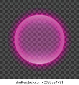 Vector neon round lamp wall sign isolated on transparent background vector neon shape glow frame border.