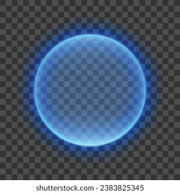 Vector neon round lamp wall sign isolated on transparent background vector neon shape glow frame border.