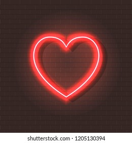 Neon Red Glowing Heart Spech Bubble Stock Vector (Royalty Free ...