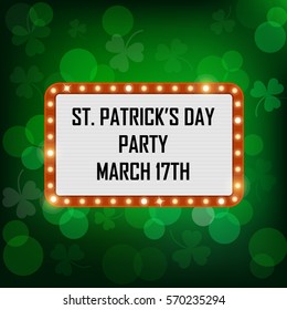 vector neon shining st. patrick's billboard in retro style