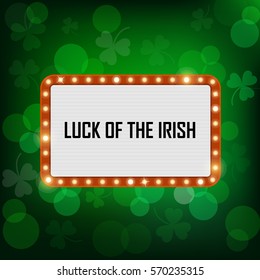 vector neon shining st. patrick's billboard in retro style