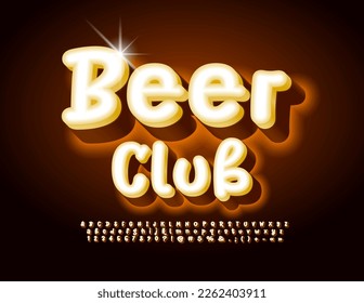 Vector Neon Sign Beer Club. Bright Glowing Font. Artistic Alphabet Letters and Numbers set.
