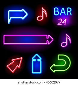 Vector Neon Signs Set