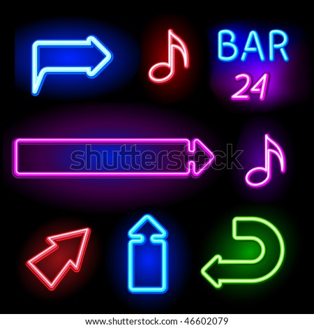 vector neon signs set