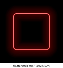 Vector Neon Square Frame, Colorful Illustration, Blank Frame Isolated on Black Background, Red Color, Shining Lines, Gradient Neon Color.