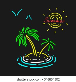 Vector Neon Symbol Palm Tree