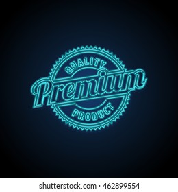 vector neon template of premium product label classic night isolated special black numeric new trendy nocturnal sign storehouse marketing blue glow fancy lighting classical excellent turn traditional