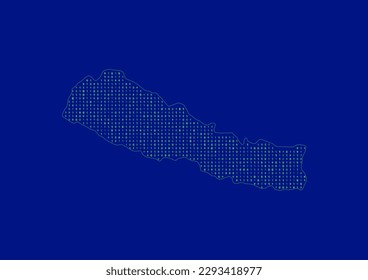Vector Nepal map for technology or innovation or it concepts. Minimalist country border filled with 1s and 0s. File is suitable for digital editing and prints of all sizes.