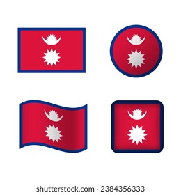 Vector Nepal National Flag Icons Set