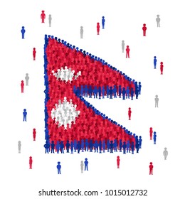 Vector Nepal state flag formed by crowd of cartoon people