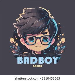 Vector nerd kid badboy gamer mascot logo