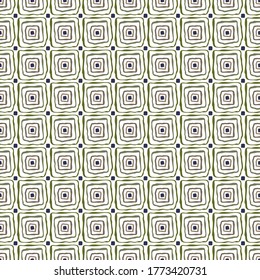 Vector Nested Square Outlines in Blue Green Brown on White Background Seamless Repeat Pattern. Background for textiles, cards, manufacturing, wallpapers, print, gift wrap and scrapbooking.