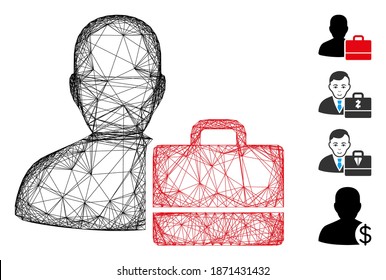 Contador de red de vectores. Red 2D de marco geométrico de alambre generada con icono de contador, diseñado con líneas interseccionadas. Se añaden algunos iconos adicionales.