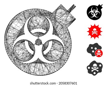 Biologische Vektornetzwaffen. Geometrisches Drahtnetz 2D, hergestellt aus biologischem Waffensymbol, entworfen aus gekreuzten Linien. Es werden einige Bonussymbole hinzugefügt.
