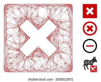 Vector net close. Geometric linear carcass 2D net made from close icon, designed from crossing lines. Some bonus icons are added.