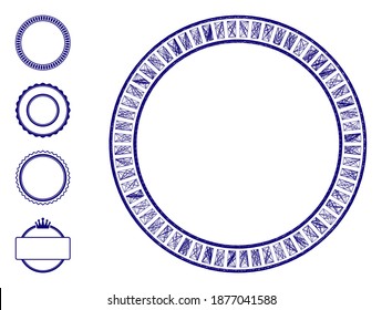Vector net double circle frame. Geometric hatched frame 2D net generated with double circle frame icon, designed with intersected lines. Some bonus icons are added.