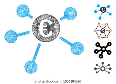 Vector net Euro links. Geometric wire frame flat network generated with Euro links icon, designed with crossed lines. Some bonus icons are added.