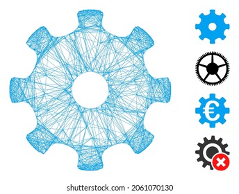 Vektornetzgetriebe. Geometrisches lineares 2D-Netz, erzeugt mit Gangsymbol, konstruiert mit Schnittlinien. Es werden einige Bonussymbole hinzugefügt.