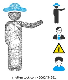 Vector net gentleman show. Geometric wire frame flat net made from gentleman show icon, designed from intersected lines. Some bonus icons are added.