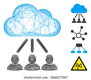 Vector net hierarchy. Geometric linear carcass flat net made from hierarchy icon, designed from crossing lines. Some bonus icons are added.