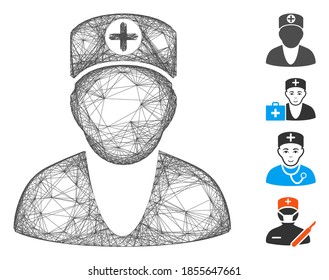 Vector net medic. Geometric hatched carcass 2D net made from medic icon, designed from intersected lines. Some bonus icons are added.