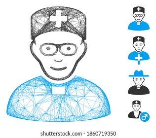 Vektor net monastischen Arzt. Geometrisches Drahtseilnetz aus dem monastischen Arztsymbol, entworfen aus gekreuzten Linien. Es werden einige Bonussymbole hinzugefügt.
