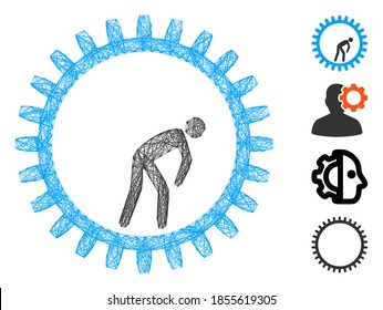 Vector net rat race gear. Geometric linear frame flat net generated with rat race gear icon, designed with intersected lines. Some bonus icons are added.