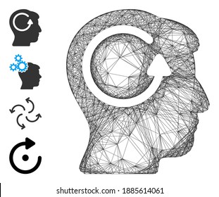 Vector net refresh head memory. Geometric linear frame flat net made from refresh head memory icon, designed from intersected lines. Some bonus icons are added.