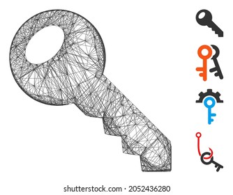 Zimmerschlüssel für Vektornetz. Geometrisches Flachnetz mit geschlüpftem Rahmen, erzeugt mit Raumschlüsselsymbol, konstruiert mit Schnittlinien. Es werden einige Bonussymbole hinzugefügt.
