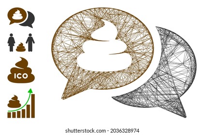Vector net shit forum. Geometric wire frame flat net generated with shit forum icon, designed with crossing lines. Some bonus icons are added.